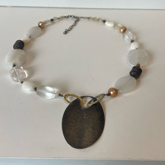 Silpada Necklace with Jade, mother of pearl, shell, and sterling silver 18” - Picture 1 of 12